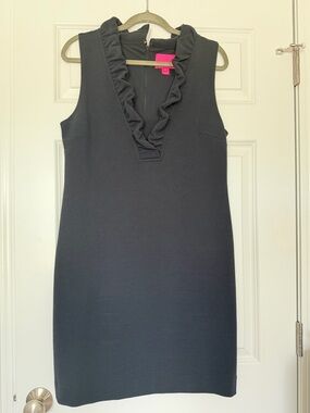 Lilly Pulitzer Tisbury shift onyx black sleeveless knit shift dress size L